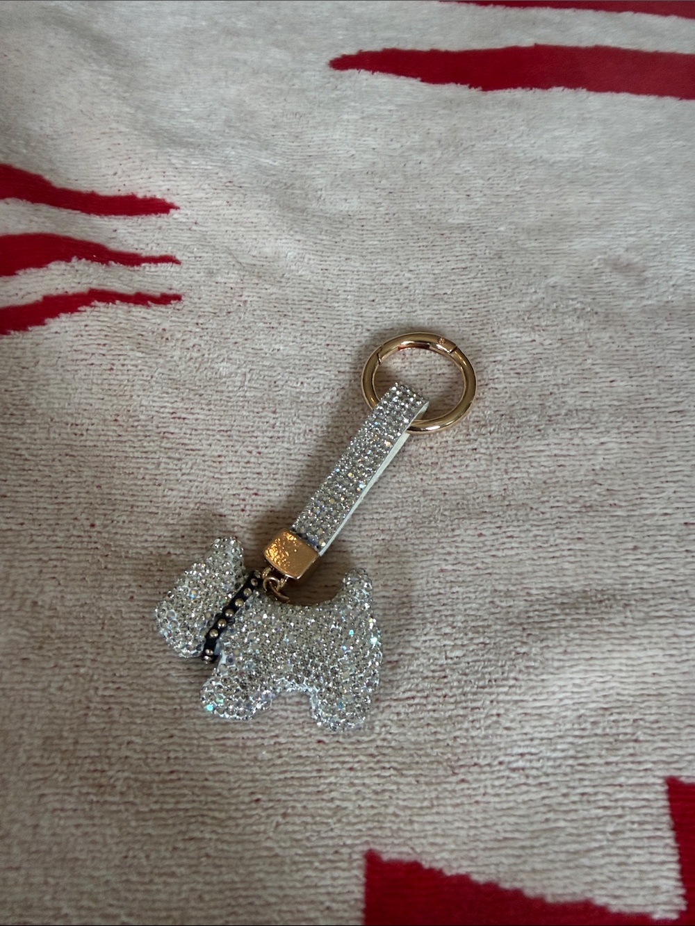 Crystal Dog Keychain Bag Charm - Gold Ring